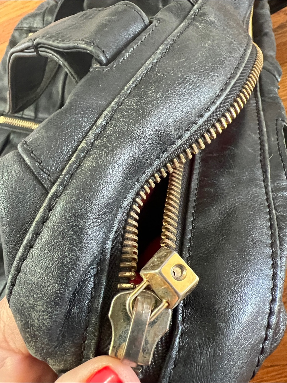 Christian Louboutin Women's Leather Tote with Gold Zipper Accents - Picture 5 of 5